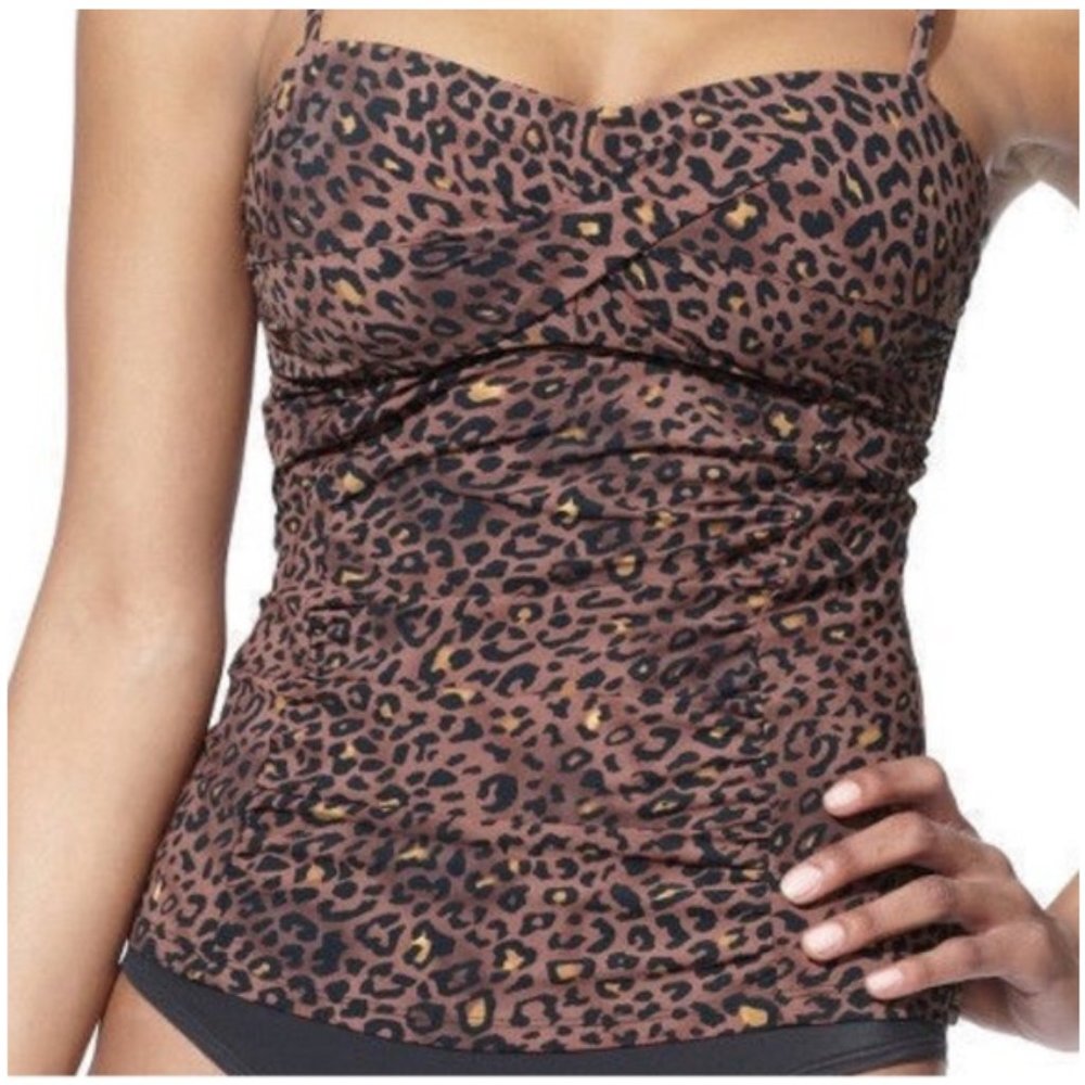 XL Size Womens Leopard Tankini Swimsuit Top Assets by Spanx
